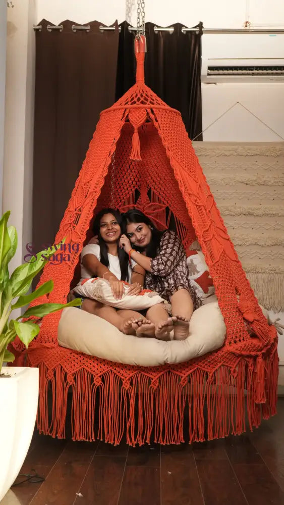 Rust Macrame Bed Swing - Swing Saga