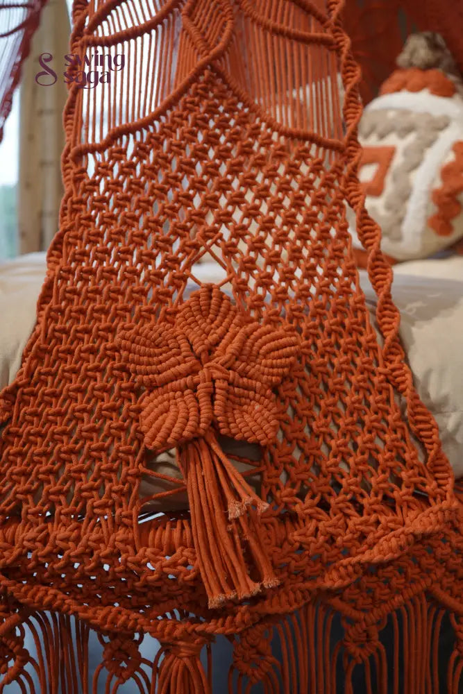 Rust Macrame Bed Swing - Swing Saga