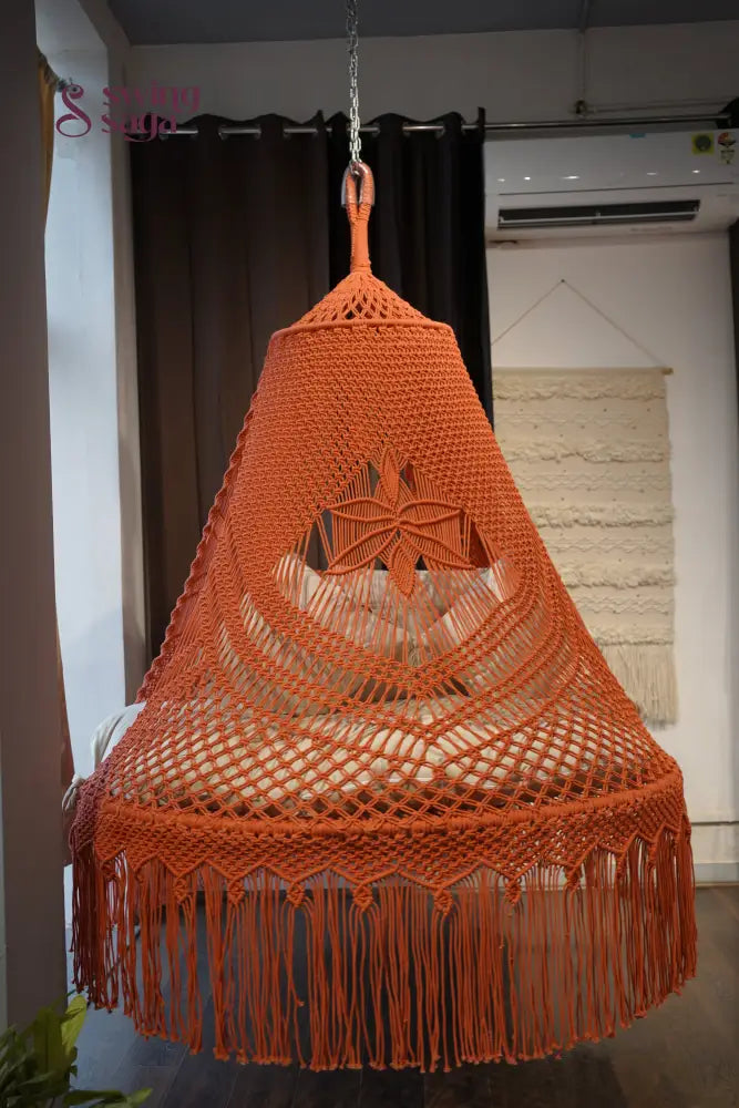 Rust Macrame Bed Swing - Swing Saga
