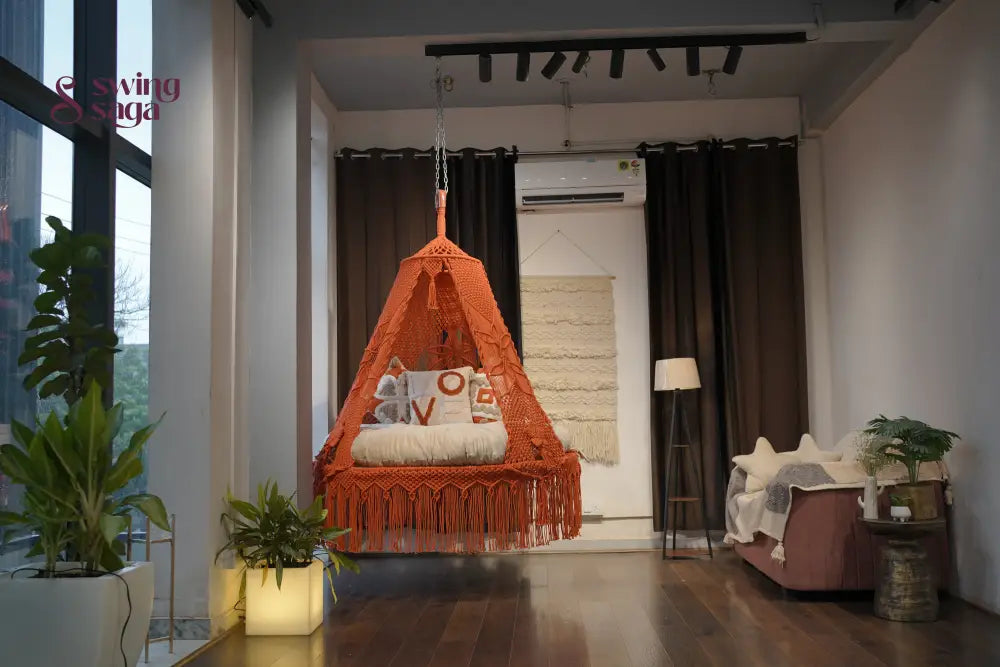 Rust Macrame Bed Swing - Swing Saga