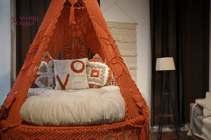 Rust Macrame Bed Swing - Swing Saga