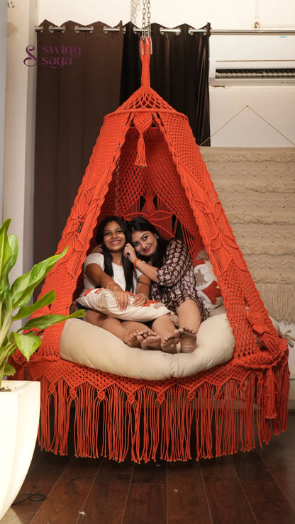 Rust Macrame Bed Swing - Swing Saga