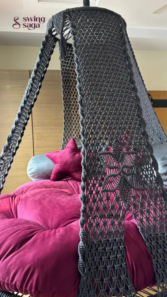 Dark Grey Macrame Bed Swing - Swing Saga