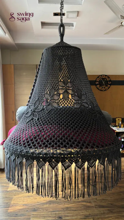 Dark Grey Macrame Bed Swing - Swing Saga