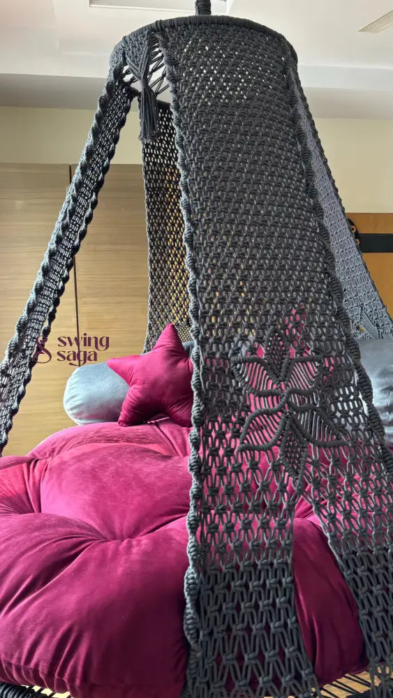 Dark Grey Macrame Bed Swing - Swing Saga