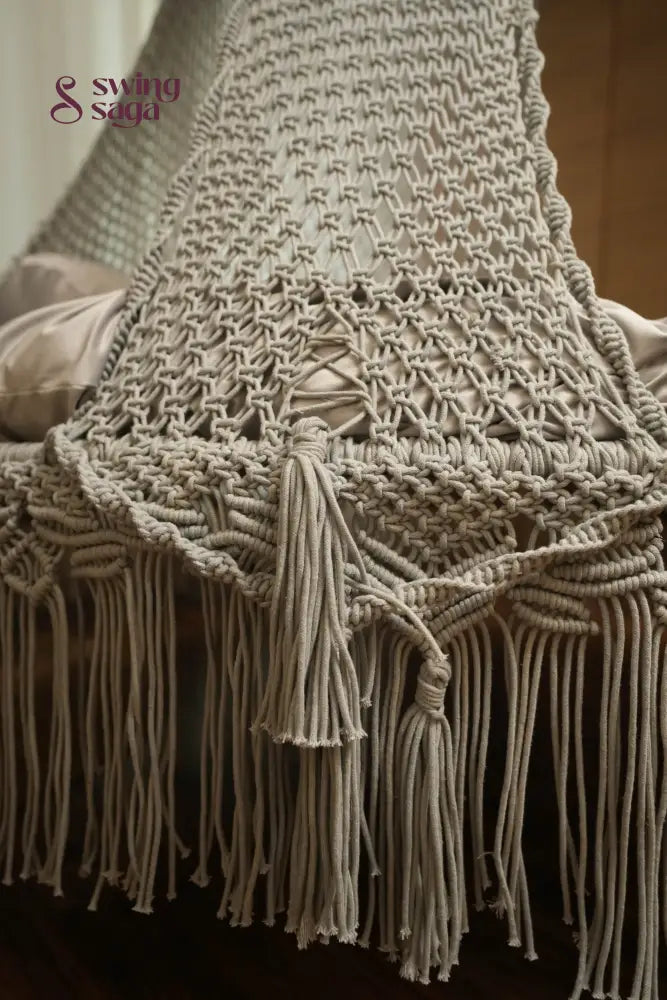 Light Grey Macrame Bed Swing - Swing Saga