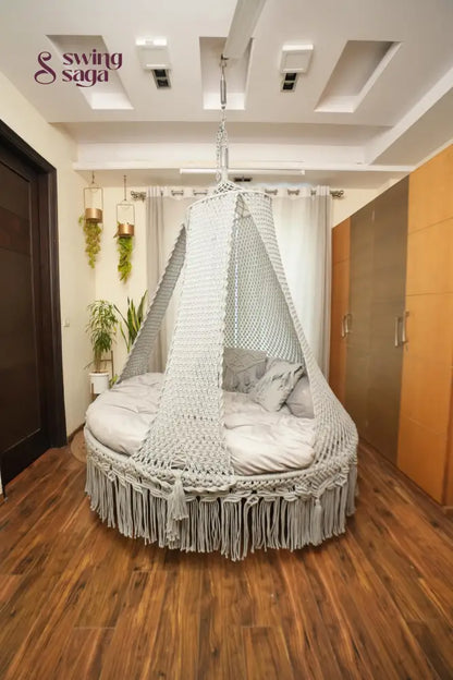Light Grey Macrame Bed Swing - Swing Saga