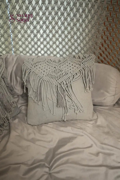Light Grey Macrame Bed Swing - Swing Saga