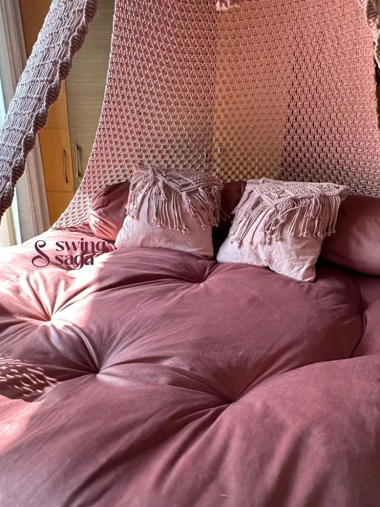 Lush Lux Pink  Macrame Bed Swing - Swing Saga