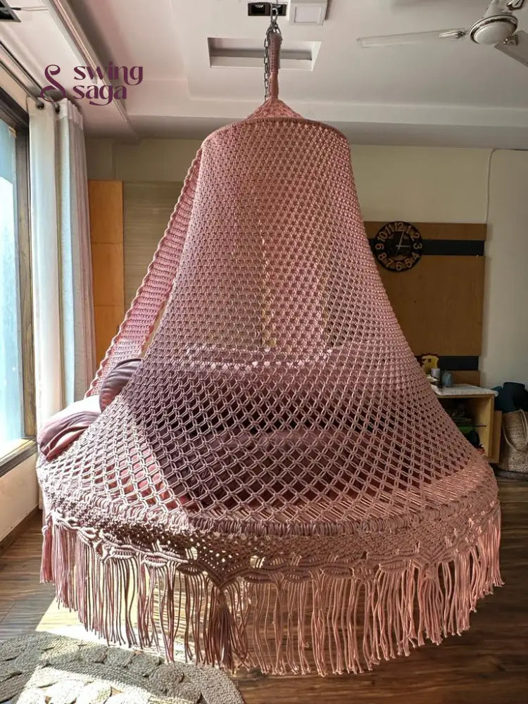 Lush Lux Pink  Macrame Bed Swing - Swing Saga
