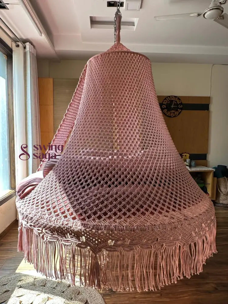 Lush Lux Pink  Macrame Bed Swing - Swing Saga