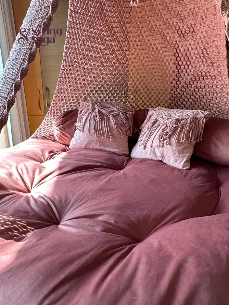 Lush Lux Pink  Macrame Bed Swing - Swing Saga