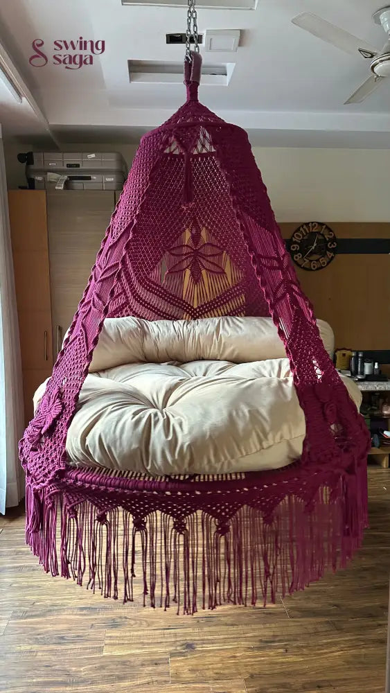 Magenta Pink  Macrame Bed Swing - Swing Saga