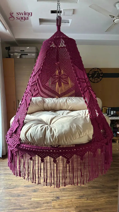 Magenta Pink  Macrame Bed Swing - Swing Saga