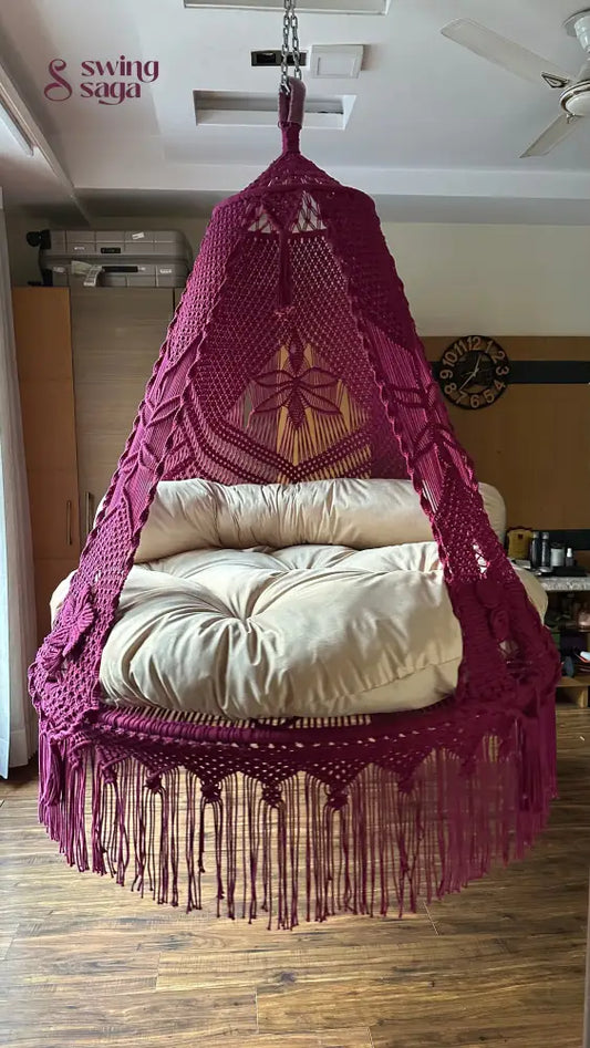 Magenta Pink  Macrame Bed Swing - Swing Saga