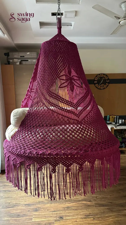 Magenta Pink  Macrame Bed Swing - Swing Saga