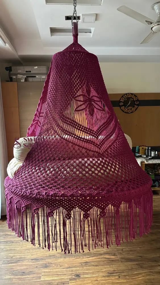 Magenta Pink  Macrame Bed Swing - Swing Saga
