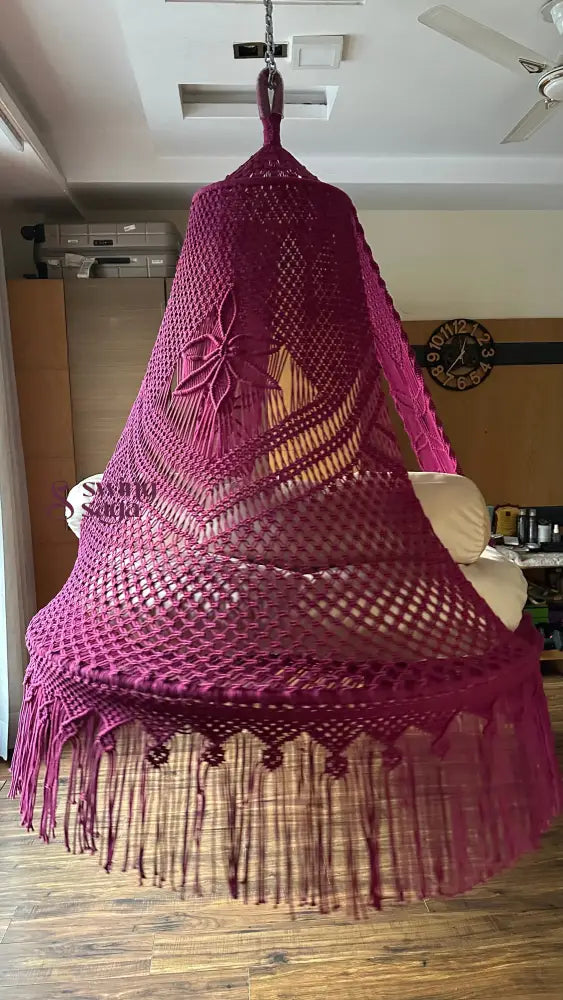 Magenta Pink  Macrame Bed Swing - Swing Saga