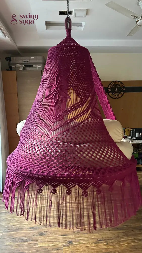 Magenta Pink  Macrame Bed Swing - Swing Saga