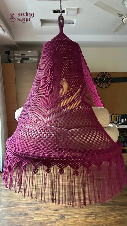 Magenta Pink  Macrame Bed Swing - Swing Saga
