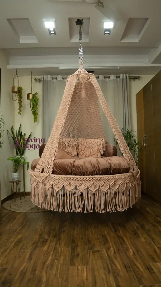 Toffee Peach  Macrame Bed Swing - Swing Saga