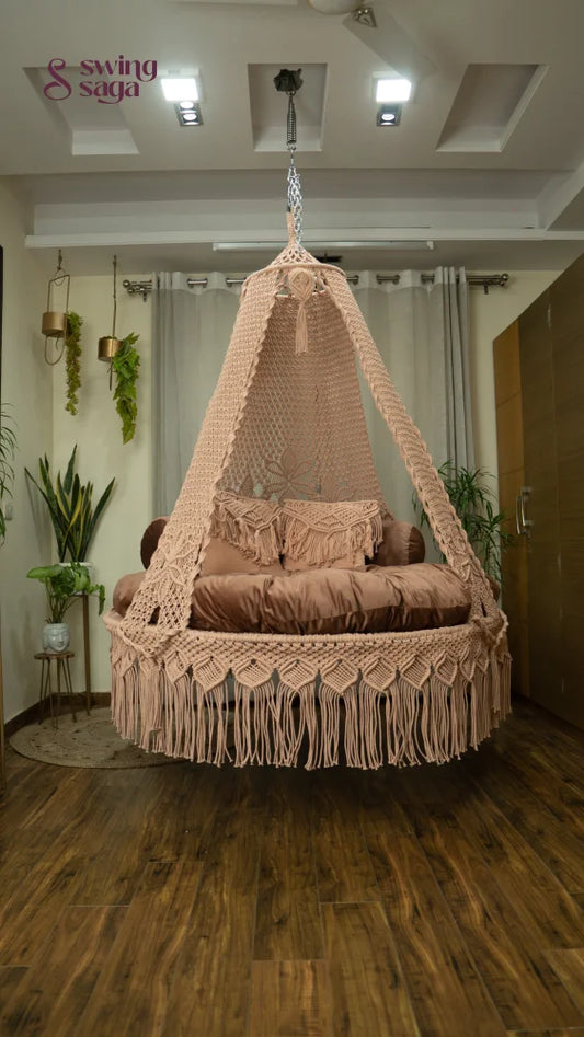 Toffee Peach  Macrame Bed Swing - Swing Saga