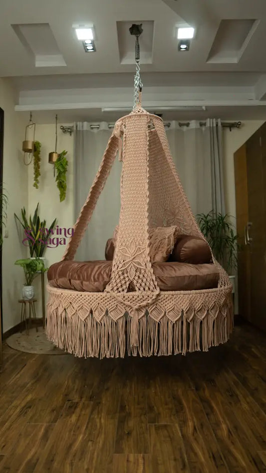Toffee Peach  Macrame Bed Swing - Swing Saga