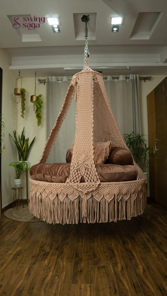 Toffee Peach  Macrame Bed Swing - Swing Saga