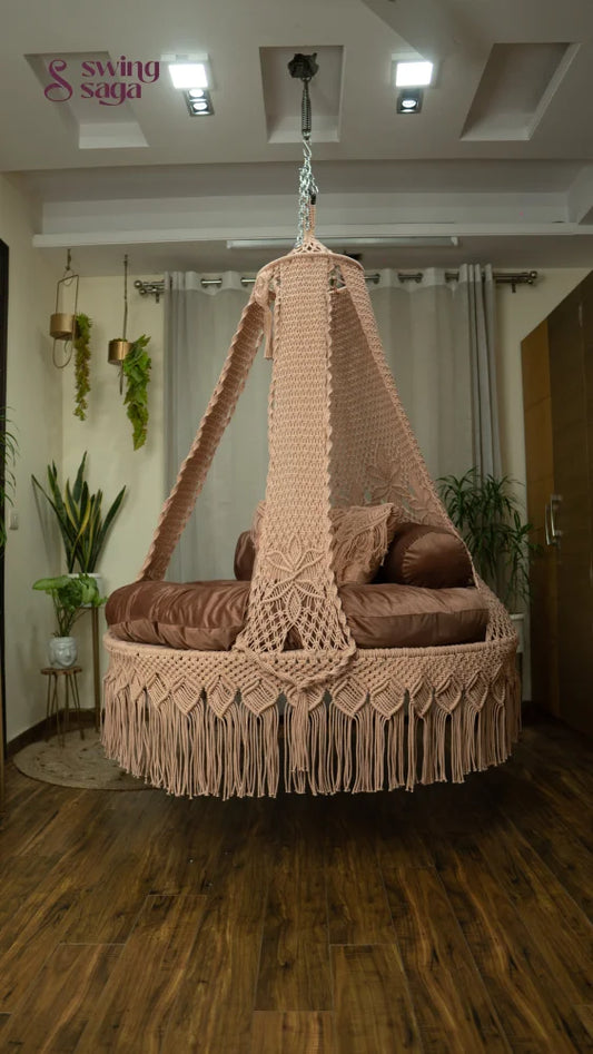 Toffee Peach  Macrame Bed Swing - Swing Saga