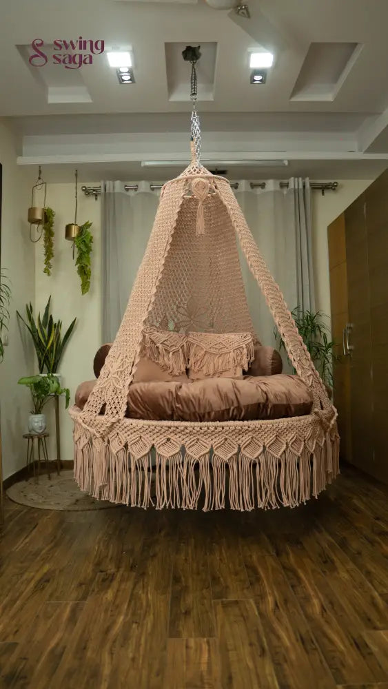 Toffee Peach  Macrame Bed Swing - Swing Saga