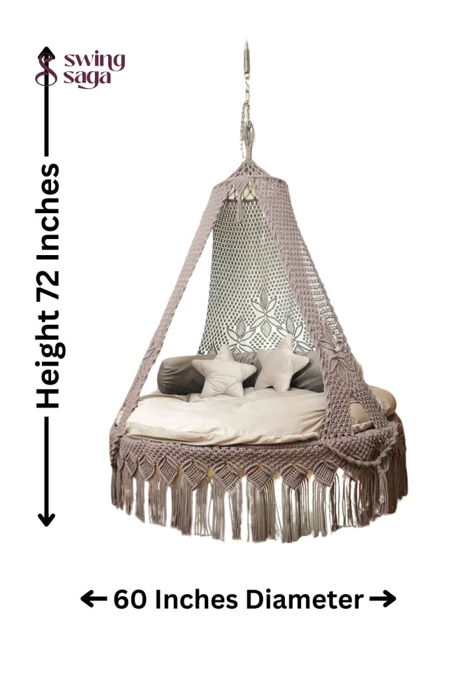 Toffee Peach Macrame Bed Swing - Swing Saga