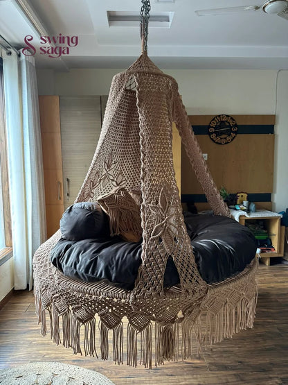 Toffee Peach Macrame Bed Swing - Swing Saga