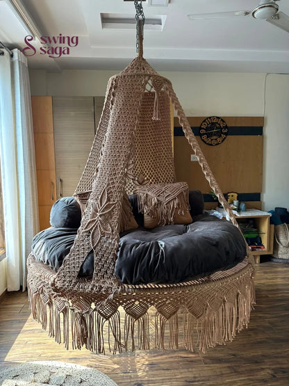 Toffee Peach Macrame Bed Swing - Swing Saga