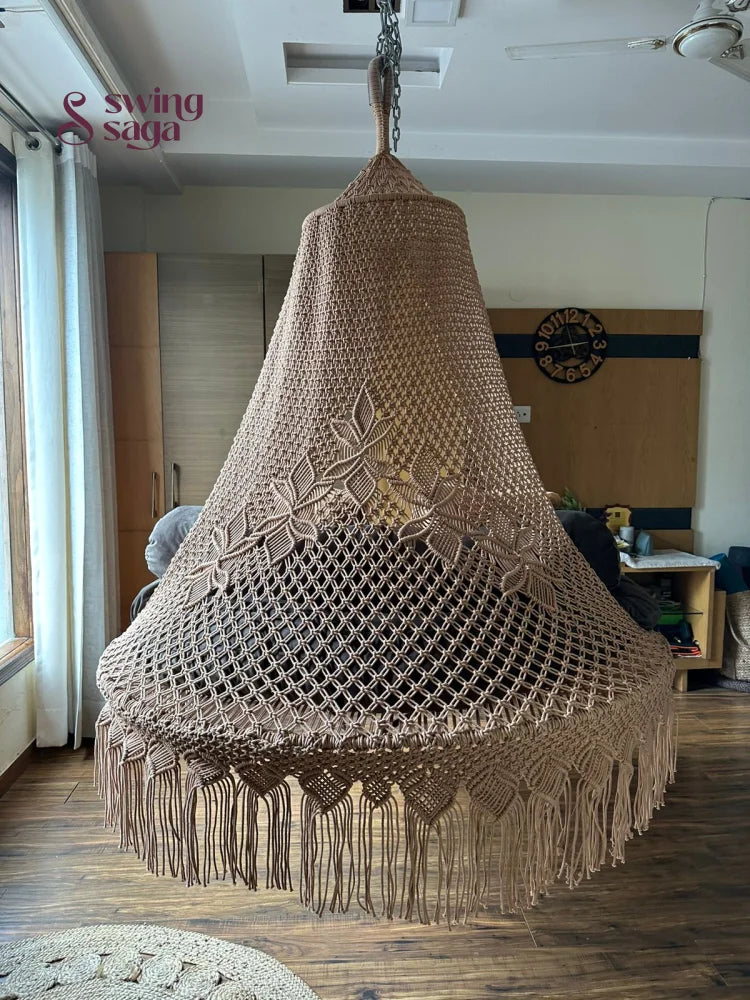 Toffee Peach Macrame Bed Swing - Swing Saga