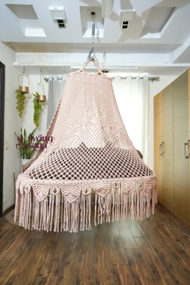 Light Peach macrame sofa swing - Swing Saga