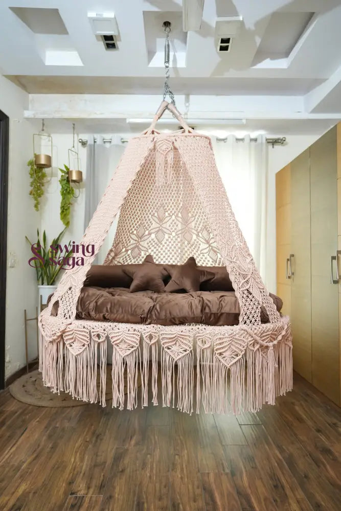 Light Peach macrame sofa swing - Swing Saga