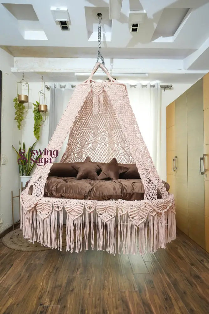 Light Peach macrame sofa swing - Swing Saga