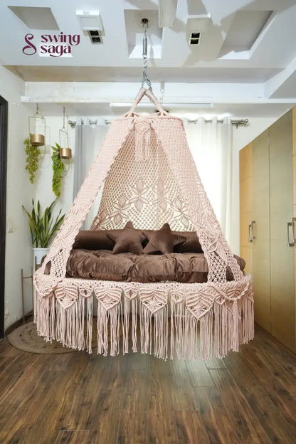 Light Peach macrame sofa swing - Swing Saga