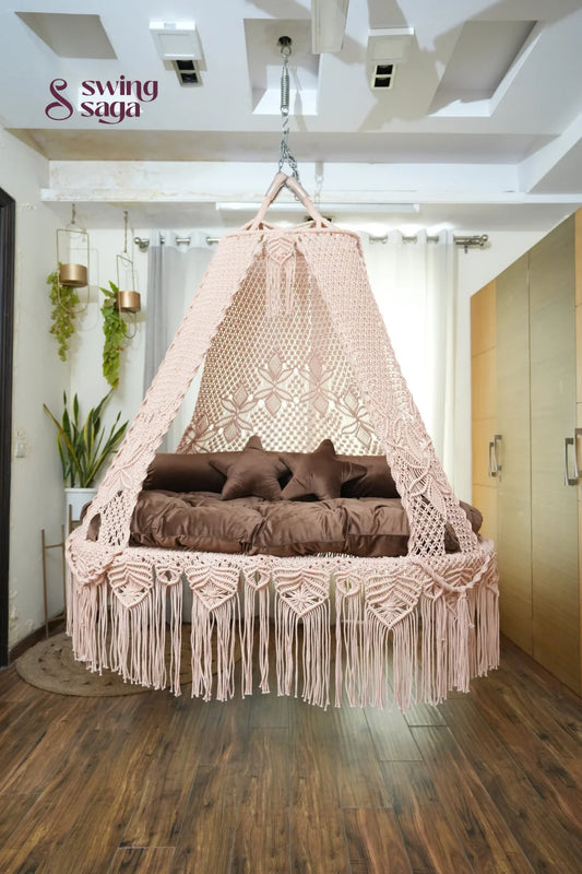 Light Peach macrame sofa swing - Swing Saga