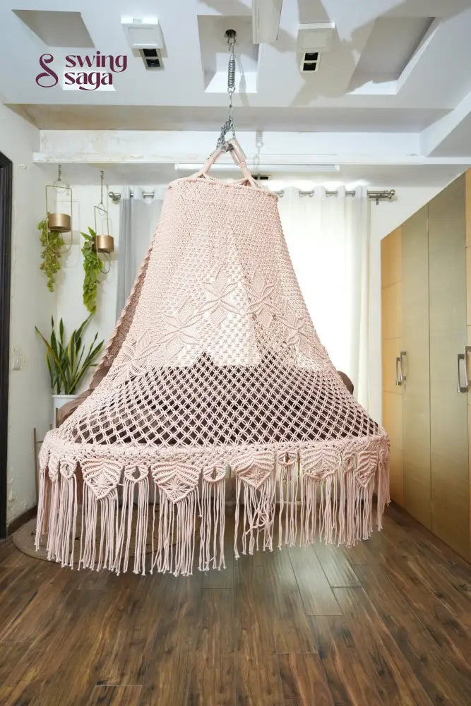 Light Peach macrame sofa swing - Swing Saga