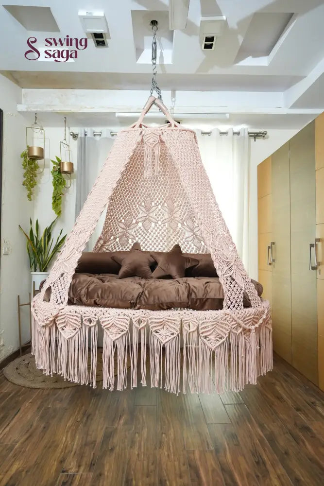 Light Peach macrame sofa swing - Swing Saga