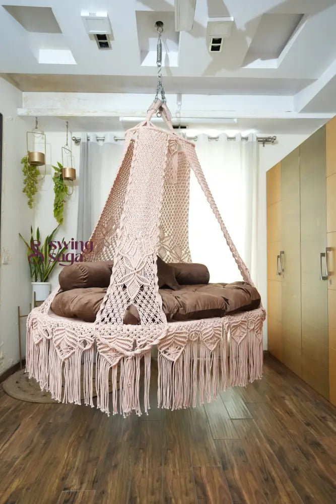 Light Peach macrame sofa swing - Swing Saga