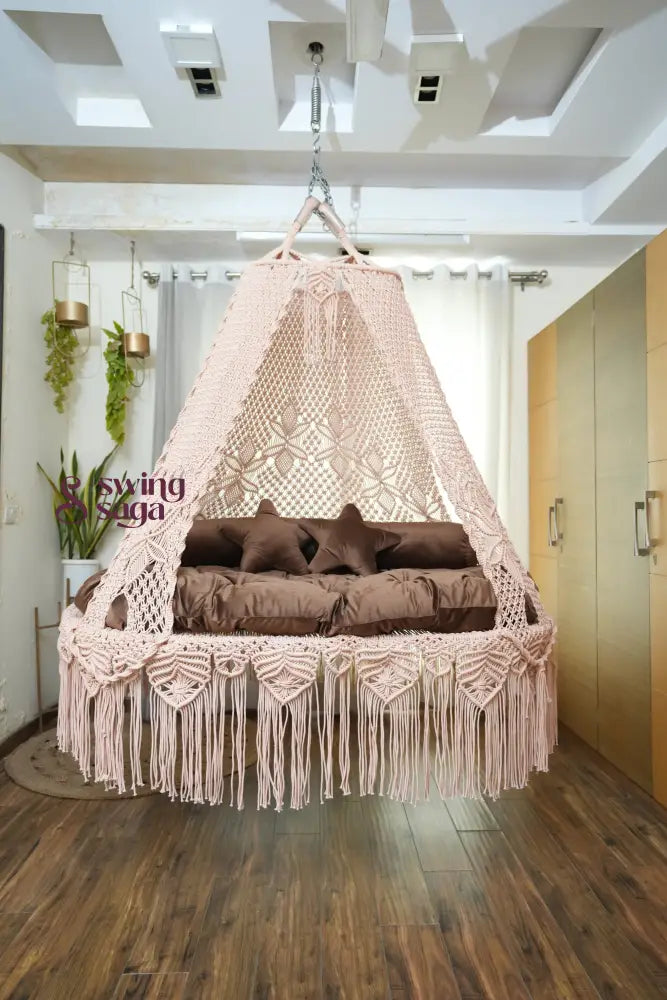 Light Peach macrame sofa swing - Swing Saga