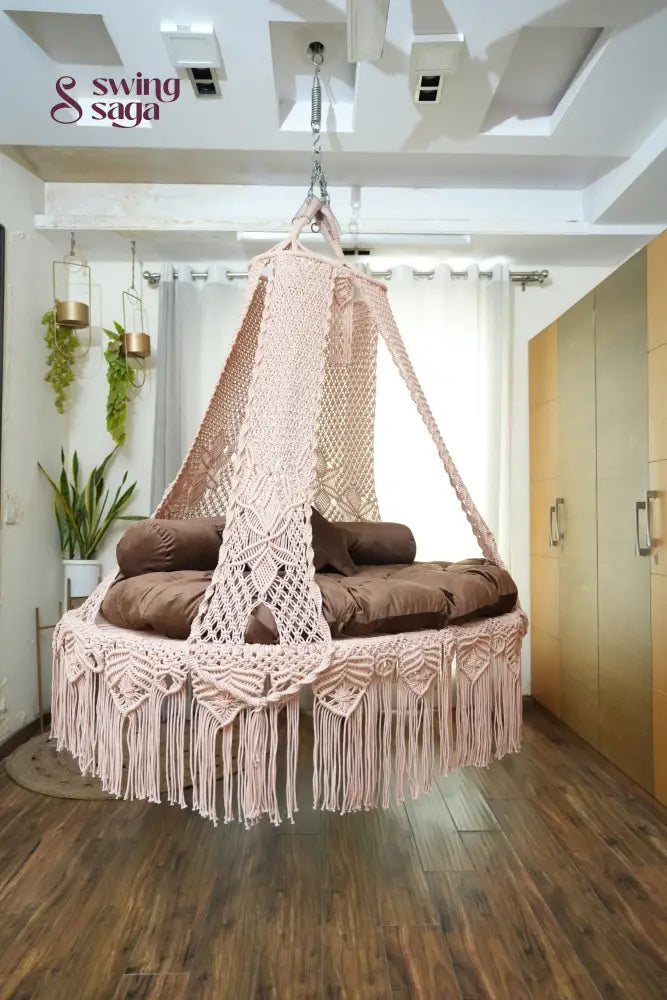 Light Peach macrame sofa swing - Swing Saga