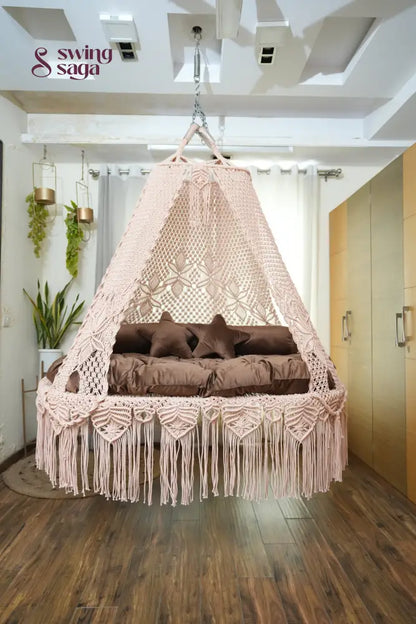 Light Peach macrame sofa swing - Swing Saga