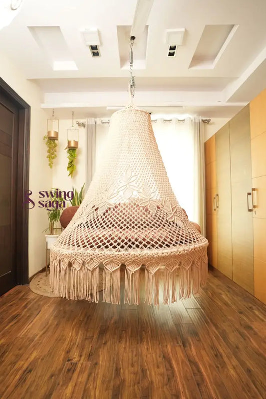 Light Peach Macrame Bed Swing - Swing Saga