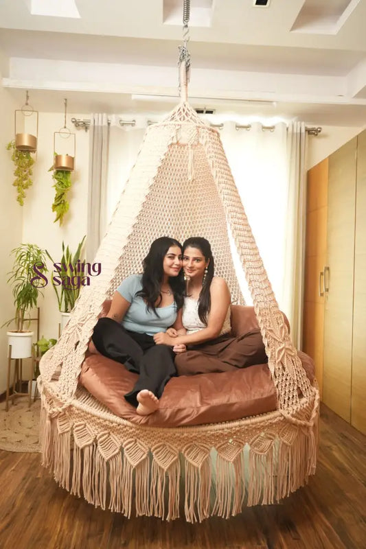 Light Peach Macrame Bed Swing - Swing Saga