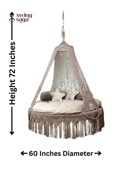 Light Peach Macrame Bed Swing - Swing Saga
