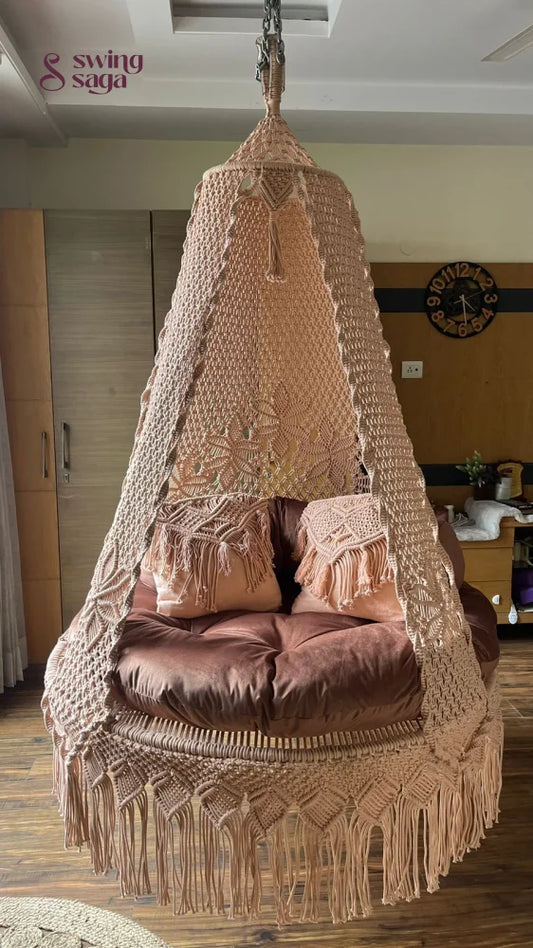 Toffee Peach Double seater hanging chair - Swing Saga