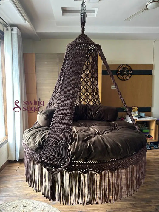 Mocha Brown  Macrame Bed Swing - Swing Saga